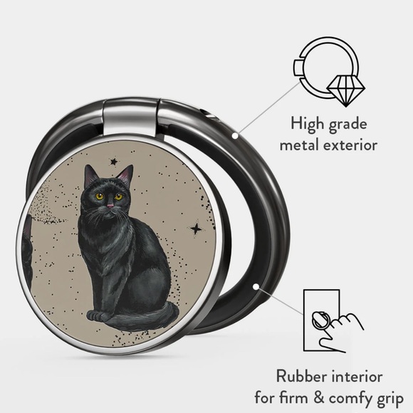 BURGA iPhone 14 Pro Max Heart Case with attached Black Cat Ring - Picture 11 of 15